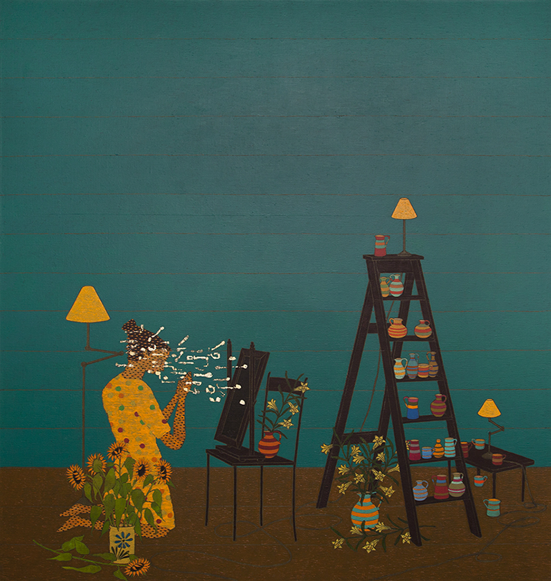 St Ursula/Black Mirror/Abacus, 150 x 140 cm, Oil on Linen, 2010, Private Collection