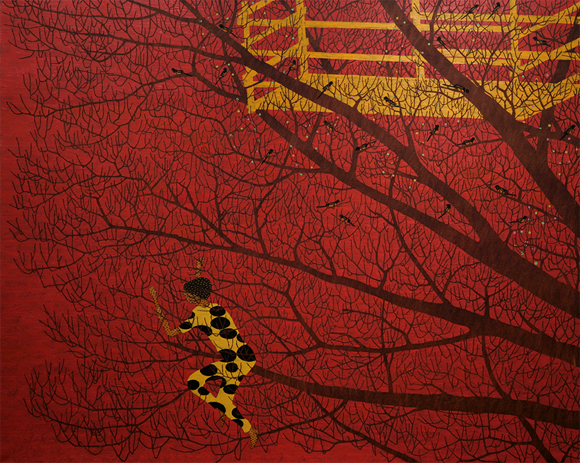 The Leap (with Turkish Finches), 160 x 200 cm, Oil on Linen, 2006, Private Collection